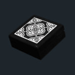 Personalized Geometric Pattern Black White  Gift Box<br><div class="desc">A stylish modern geometric quatrefoil black and white pattern lacquered jewellery or keepsake wood box with a stylish modern decorative ceramic tile lid. Add your initials.</div>