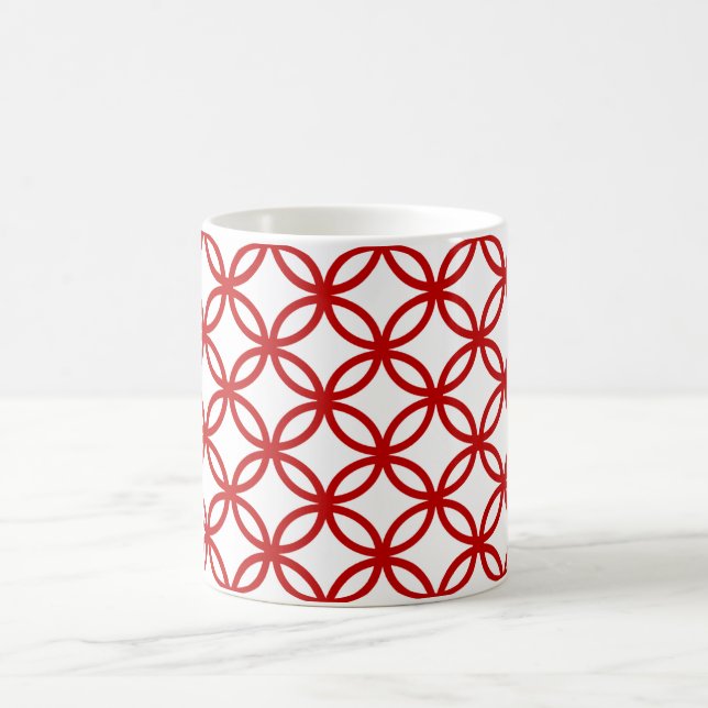 Personalized Geometric Pattern Red & White Coffee Mug (Center)