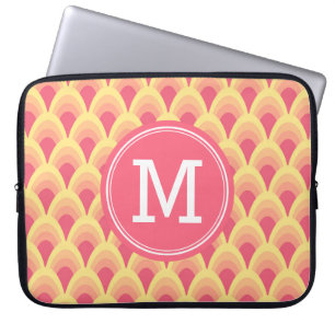 Personalized Geometric Pink Blush Monogram Laptop Sleeve