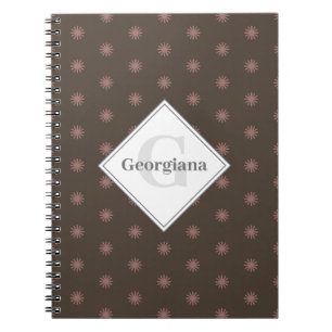 Personalized Geometric Warm Neutral Brown Suns Notebook