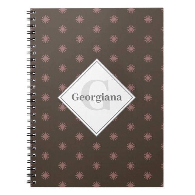 Personalized Geometric Warm Neutral Brown Suns Notebook (Front)