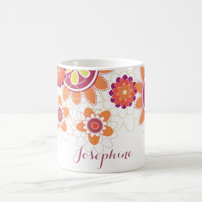 Personalized Geometrical Retro Flowers mug (Center)