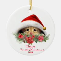 Personalized Gerbil Hamster in Santa Hat Christmas