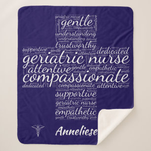 Personalized Geriatric Nurse Word Cloud Gift Sherpa Blanket