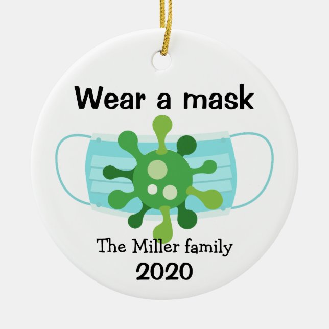 Personalized Germ Wear A Mask Ornament (Front)
