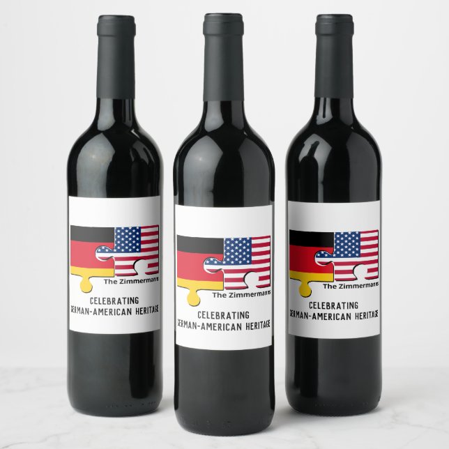 Personalized GERMAN AMERICAN  Wine Label (Bottles)