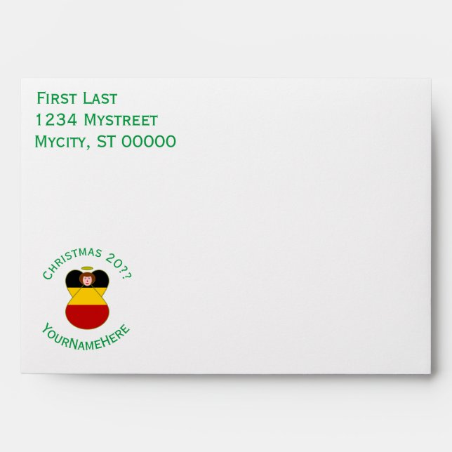 Personalized German Angel Christmas Flag Envelope (Front)