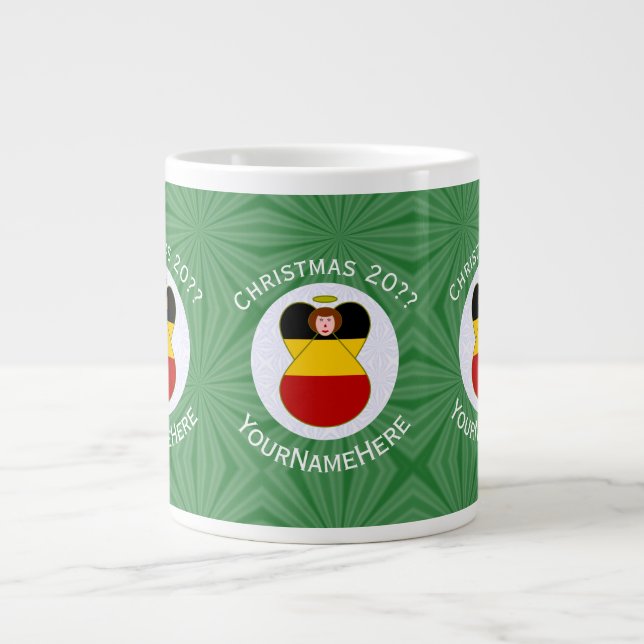 Personalized German Angel Christmas Flag Large Coffee Mug (Front)