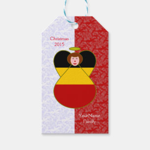 Personalized German Angel Red Hair Dressed in Flag Gift Tags