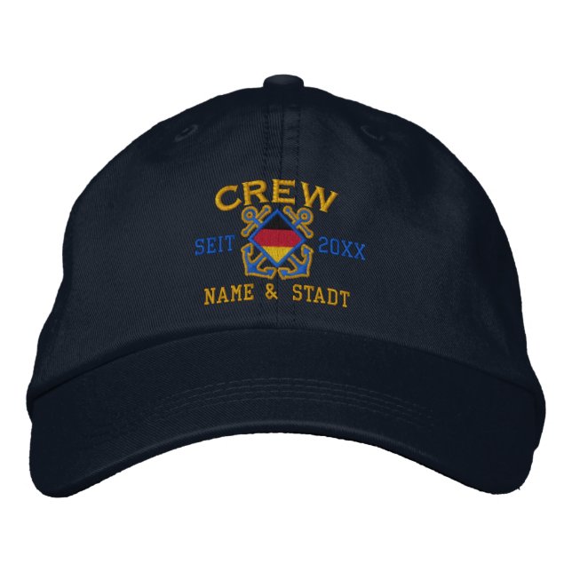 Personalized German Flag Nautical Crew Embroidered Hat (Front)