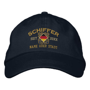 Personalized German Flag Skipper Nautical Embroidered Hat