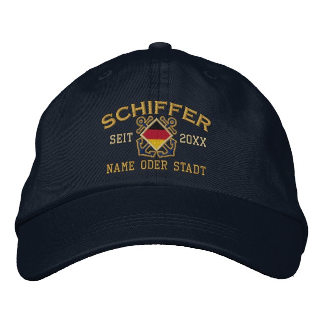 Personalized German Flag Skipper Nautical Embroidered Hat (Front)