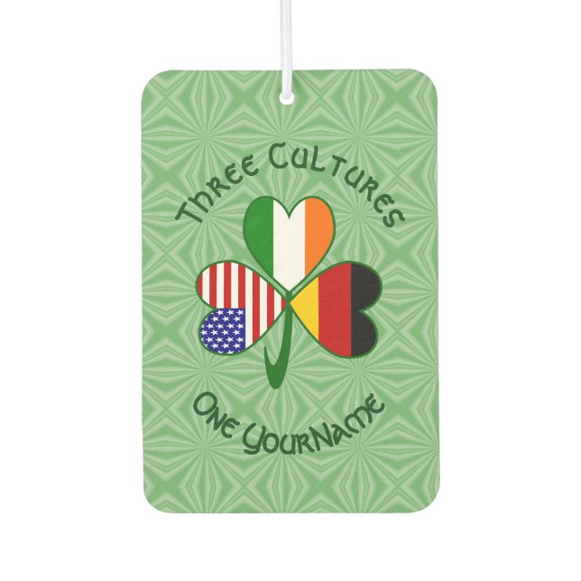 Personalized German Irish USA Shamrock Air Freshener (Front)