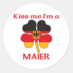 Personalized German Kiss Me I'm Maier Classic Round Sticker