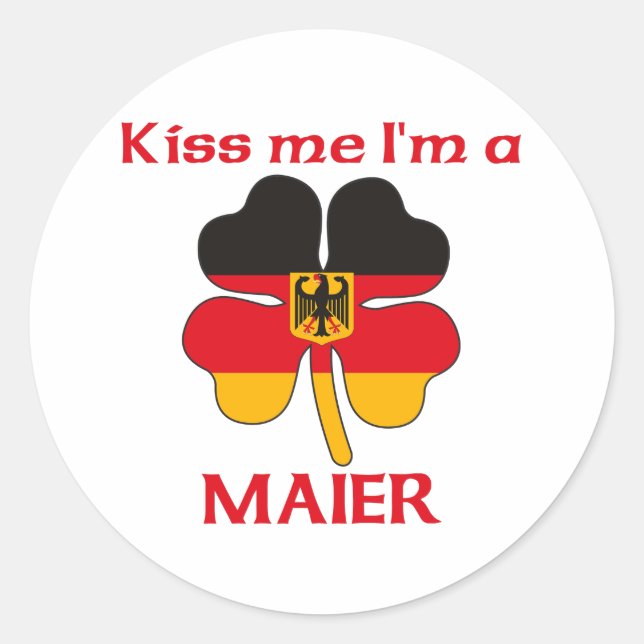 Personalized German Kiss Me I'm Maier Classic Round Sticker (Front)