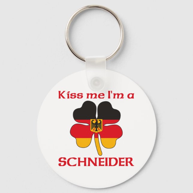 Personalized German Kiss Me I'm Schneider Keychain (Front)