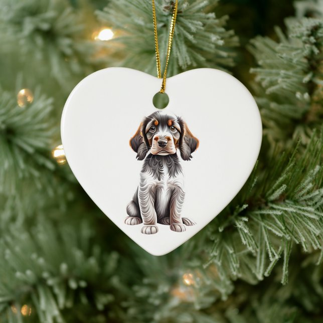 Personalized German Longhaired Pointer Puppy Ceramic Ornament (Tree)