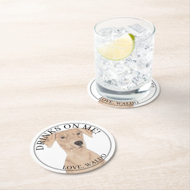 Personalized German Pinscher Wedding Round Paper Coaster (Insitu)