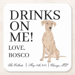 Personalized German Pinscher Wedding Square Paper Coaster