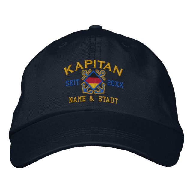Personalized German Sea Captain Nautical Embroidered Hat (Front)