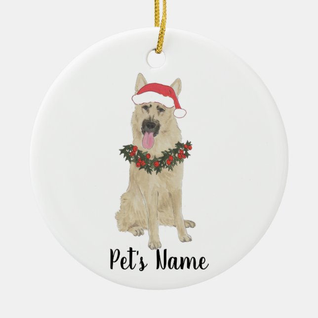 Personalized German Shepherd (Black & Tan) Ceramic Ornament (Front)