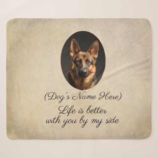 Personalized German Shepherd by My Side Sherpa Blanket (Front (Horizontal))