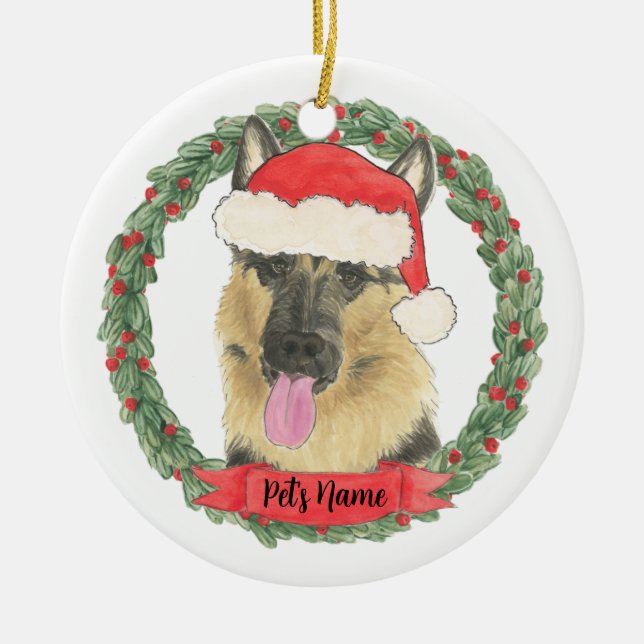 Personalized German Shepherd Ceramic Ornament (Front)