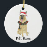 Personalized German Shepherd Ceramic Ornament<br><div class="desc">Make the nice list this year with a personalized ornament of your favorite little elf! For the sweetest gifts,  pair it with a matching art print or another item from my german shepherd collection!</div>