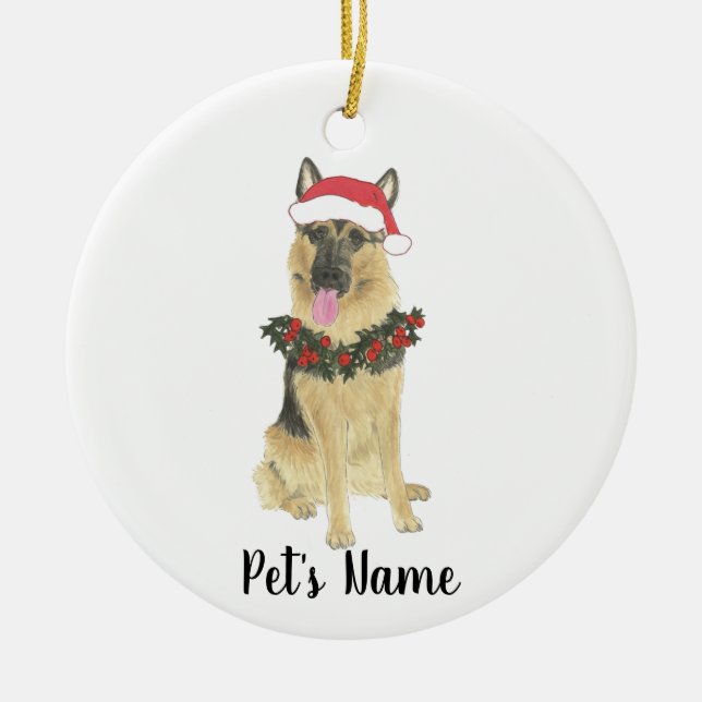 Personalized German Shepherd Ceramic Ornament (Front)