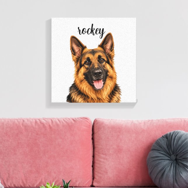 Personalized German Shepherd Dog Canvas Print (Insitu(LivingRoom))