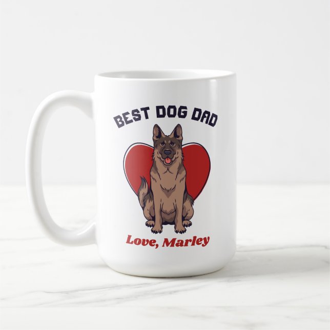 Personalized German Shepherd Dog Dad Custom Name Coffee Mug (Left)
