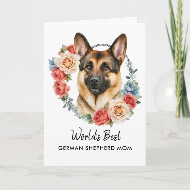 Personalized German Shepherd Dog Mom Mother's Day Holiday Card (Front)