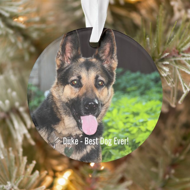 Personalized German Shepherd Dog Photo, Dog Name Ornament (Tree)