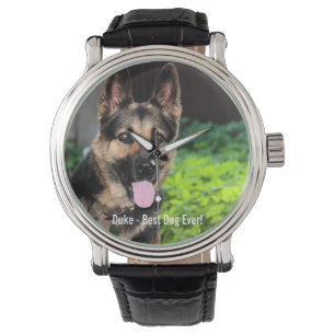 Personalized German Shepherd Dog Photo, Dog Name Watch