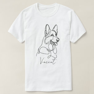 Personalized German Shepherd Line Art T-Shirt