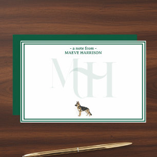 Personalized German Shepherd Note Monogram Stationery