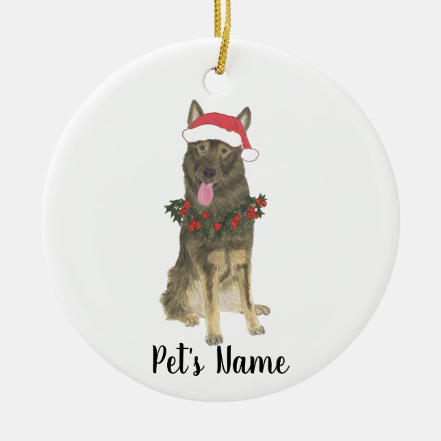Personalized German Shepherd (Sable) Ceramic Ornament (Front)