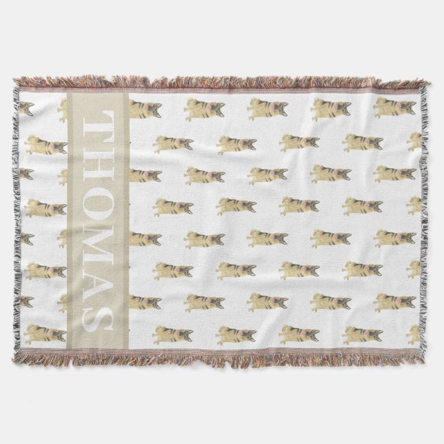 Personalized German Shepherd Throw Blanket (Front)