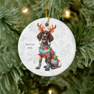 Personalized German Shorthaired Pointer Christmas Ceramic Ornament