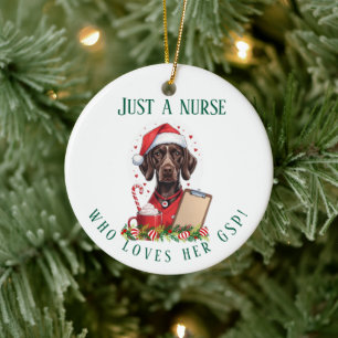 Personalized German Shorthaired Pointer Nurse Chri Ceramic Ornament
