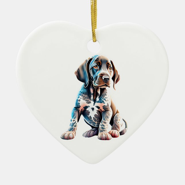 Personalized German Shorthaired Pointer Puppy Ceramic Ornament (Front)