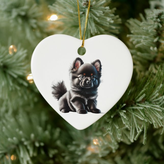 Personalized German Spitz Puppy Ceramic Ornament (Tree)