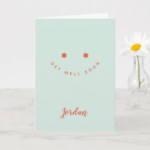 Personalized Get Well Soon, Happy Face Greeting