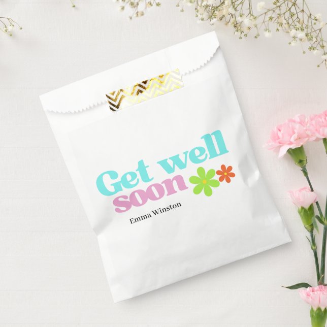 Personalized get well soon message floral white favour bag (Sealed)
