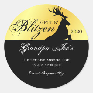 Personalized "Gettin Blitzen" Holiday Moonshine  C Classic Round Sticker