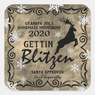 Personalized "Gettin' Blitzen" Homemade Moonshine Square Sticker