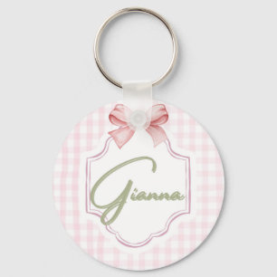 Personalized Gianna Baby Girl Nursery Bow&Gingham  Keychain