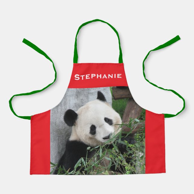 Personalized Giant Panda Kids Apron (Front)