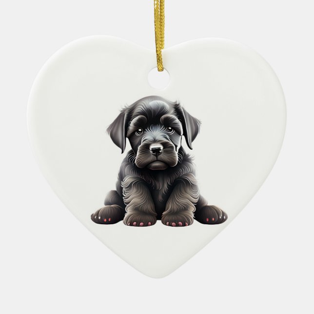 Personalized Giant Schnauzer Puppy Ceramic Ornament (Front)