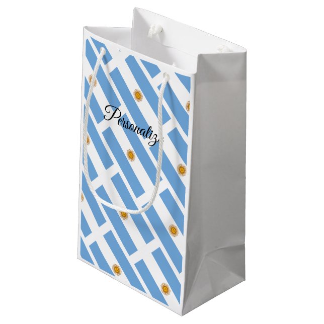 Personalized gift bags with Argentina country flag (Back Angled)
